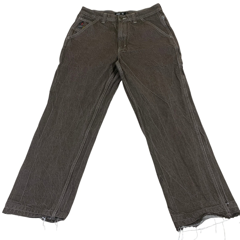 Vans Skateboarding Loose Fit Wright Pants Brown Textured Denim‎ Mens 36x30